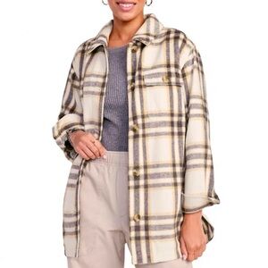 Old Navy Oversized Soft Brushed Shacket in White Buffalo Check NWT